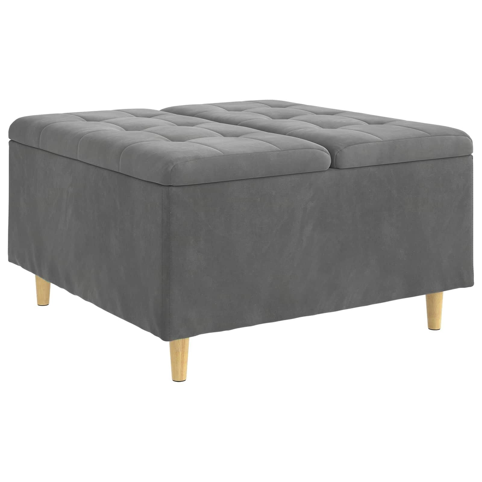 vidaXL Ottoman met Opbergruimte Donkergrijs 80 x 80 x 45 cm Fluweel
