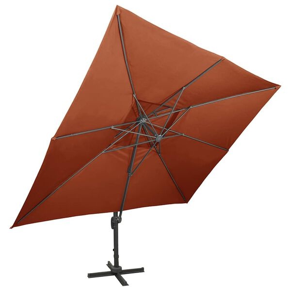 vidaXL Zwevende parasol met dubbele bovenkant terracotta 400x300 cm