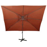vidaXL Zwevende parasol met dubbele bovenkant terracotta 400x300 cm