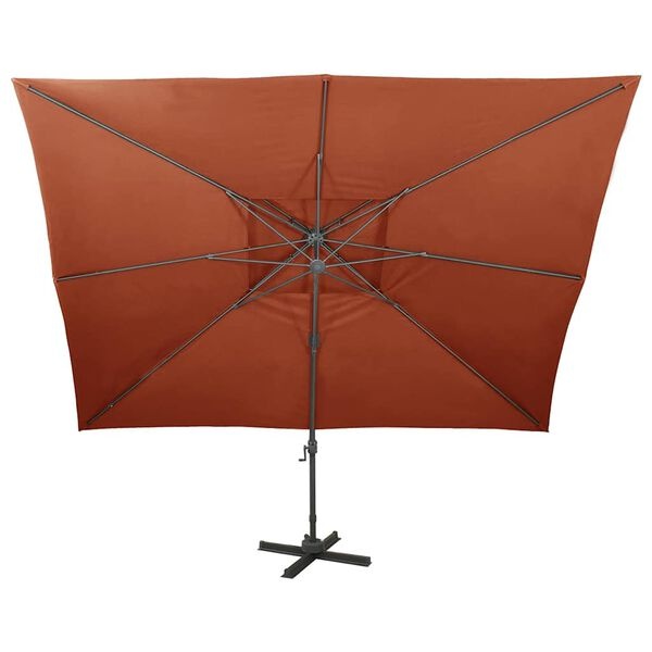 vidaXL Zwevende parasol met dubbele bovenkant terracotta 400x300 cm