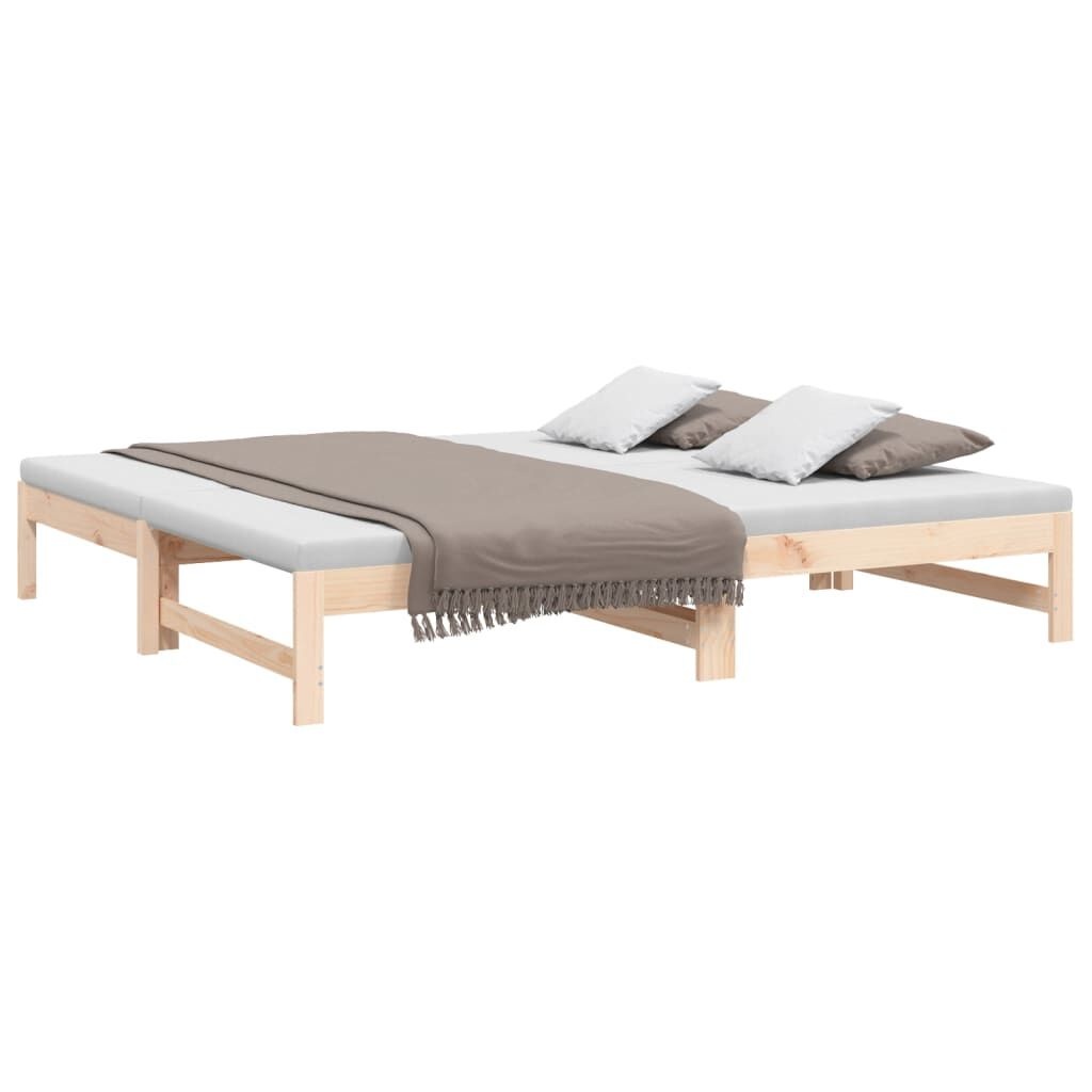 vidaXL Slaapbank uitschuifbaar massief grenenhout 2x(75x190) cm