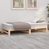 vidaXL Slaapbank uitschuifbaar massief grenenhout 2x(75x190) cm