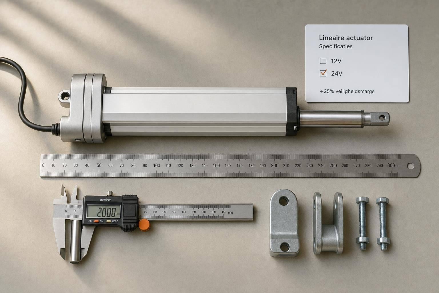 Lineaire actuator kiezen: kracht, slaglengte en spanning berekenen