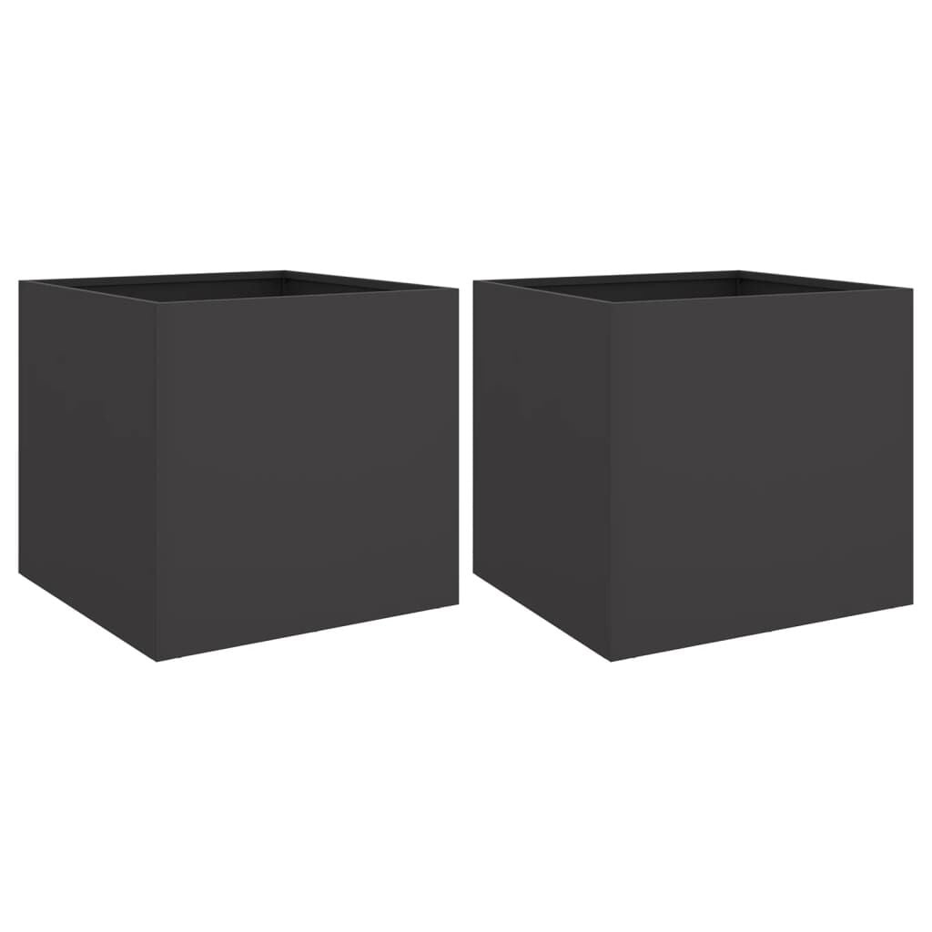vidaXL Plantenbakken 2 st 42x40x39 cm staal zwart
