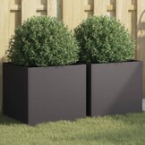 vidaXL Plantenbakken 2 st 42x40x39 cm staal zwart