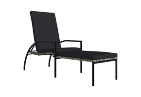 Verstelbaar Ligbed met Voetensteun, Poly Rattan, Grijs - 34% Korting