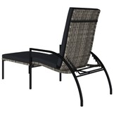 vidaXL Ligbed met voetensteun polyetheen rattan grijs