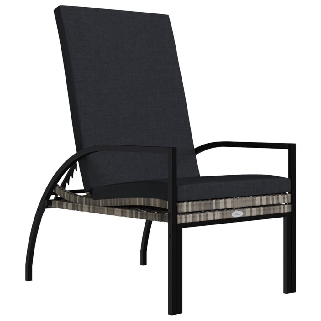 vidaXL Ligbed met voetensteun polyetheen rattan grijs
