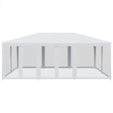vidaXL Partytent met 10 mesh zijwanden 6x4 m HDPE wit