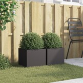 vidaXL Plantenbakken 2 st 32x30x29 cm staal zwart