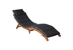 Ligstoel Acaciahout Donkergrijs met Kussen - 35% Korting