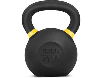 Yes4All Kettlebell van gietijzer met poedercoating, enkelvoudig, geel, 32 kg, krachttraining, kettlebells, gewichtenset voor training van het hele lichaam, thuisgym