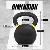 Yes4All Kettlebell van gietijzer met poedercoating, enkelvoudig, geel, 32 kg, krachttraining, kettlebells, gewichtenset voor training van het hele lichaam, thuisgym