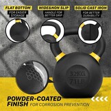 Yes4All Kettlebell van gietijzer met poedercoating, enkelvoudig, geel, 32 kg, krachttraining, kettlebells, gewichtenset voor training van het hele lichaam, thuisgym
