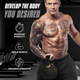 Yes4All Kettlebell van gietijzer met poedercoating, enkelvoudig, geel, 32 kg, krachttraining, kettlebells, gewichtenset voor training van het hele lichaam, thuisgym