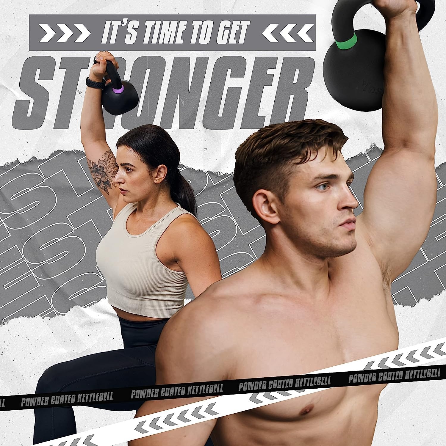Yes4All Kettlebell van gietijzer met poedercoating, enkelvoudig, geel, 32 kg, krachttraining, kettlebells, gewichtenset voor training van het hele lichaam, thuisgym