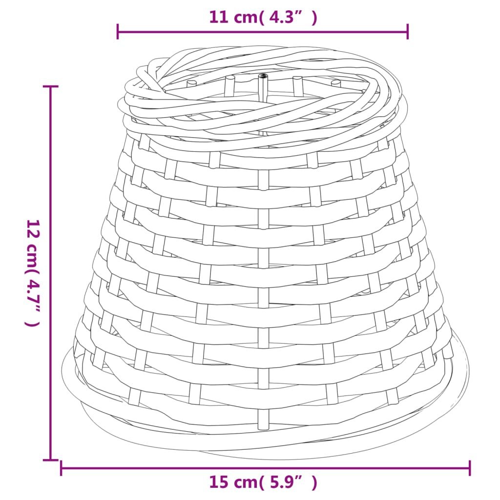 vidaXL Lampenkap Ø15x12 cm wicker bruin