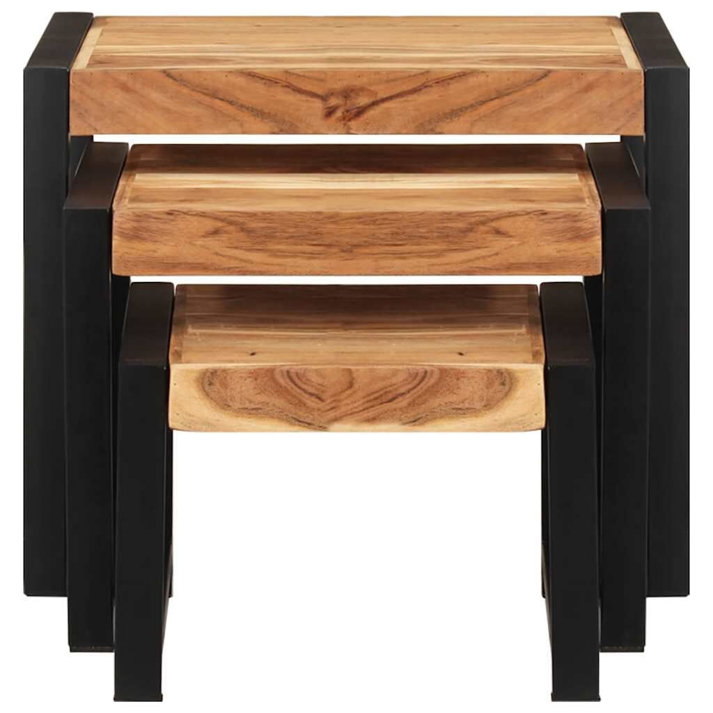 vidaXL Tafeltjesset 3 st massief hout