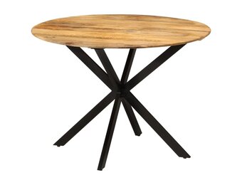 vidaXL Eettafel Ø110x78 cm massief mangohout en staal