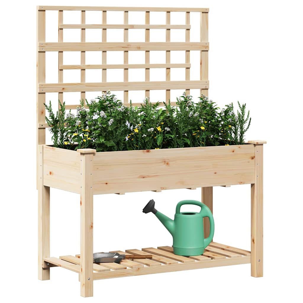 vidaXL Tuin Bloempot Beige 115 x 60.5 x 153 cm Massief vurenhout