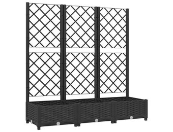 vidaXL Plantenbak met latwerk 120x40x121,5 cm polypropeen zwart
