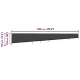 vidaXL Windscherm 9-panelen 1200x160 cm stof antraciet