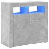 vidaXL Dressoir met LED-verlichting 80x35x75 cm betongrijs