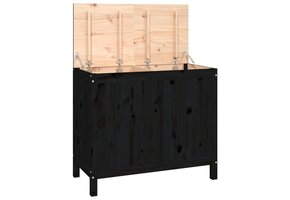 Wasmand Grenenhout 88,5x44x76 cm Zwart - 34% Korting