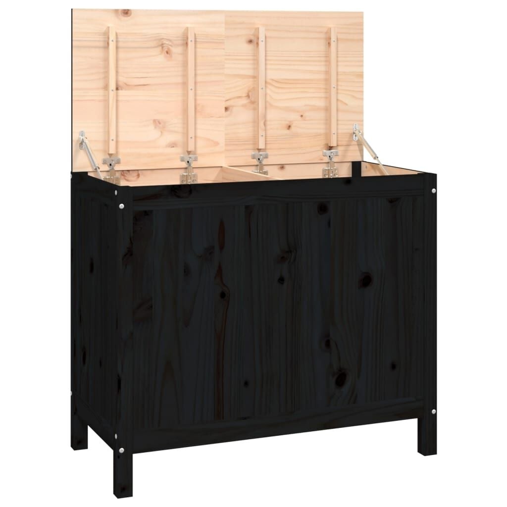 Wasmand Grenenhout 88,5x44x76 cm Zwart - 34% Korting