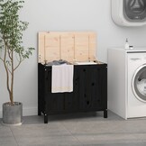 Wasmand Grenenhout 88,5x44x76 cm Zwart - 34% Korting