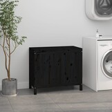 Wasmand Grenenhout 88,5x44x76 cm Zwart - 60% Korting