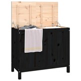 Wasmand Grenenhout 88,5x44x76 cm Zwart - 34% Korting