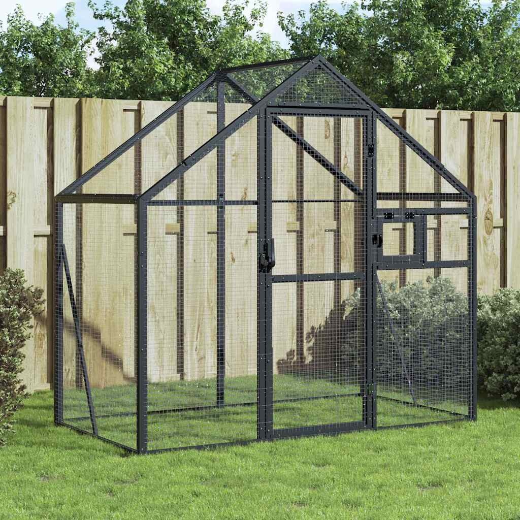 vidaXL Volière 179x100x185 m aluminium antracietkleurig