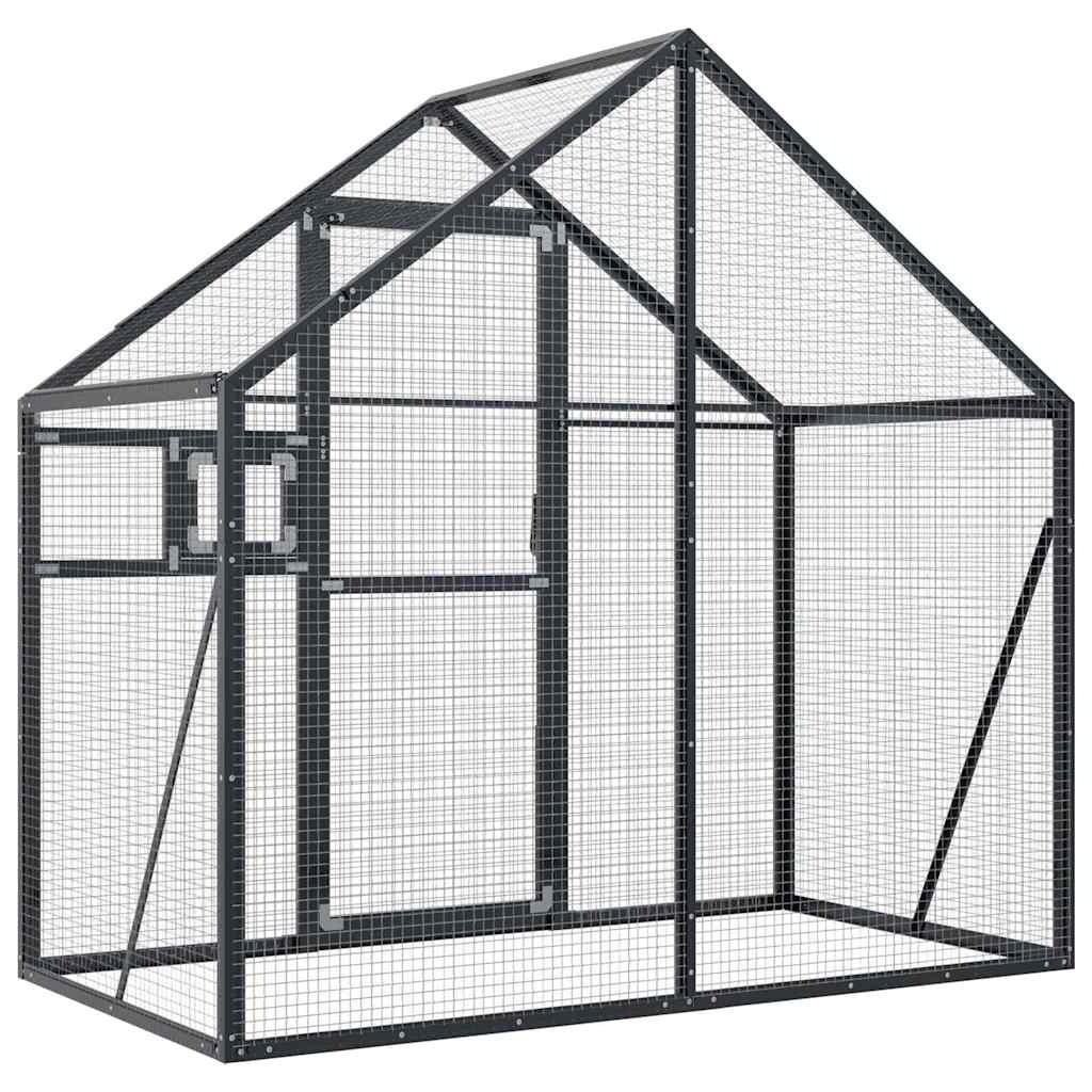 vidaXL Volière 179x100x185 m aluminium antracietkleurig