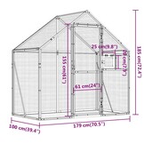 vidaXL Volière 179x100x185 m aluminium antracietkleurig