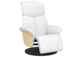 Verstelbare Fauteuil met Voetensteun - Kunstleer Wit - 55% Korting