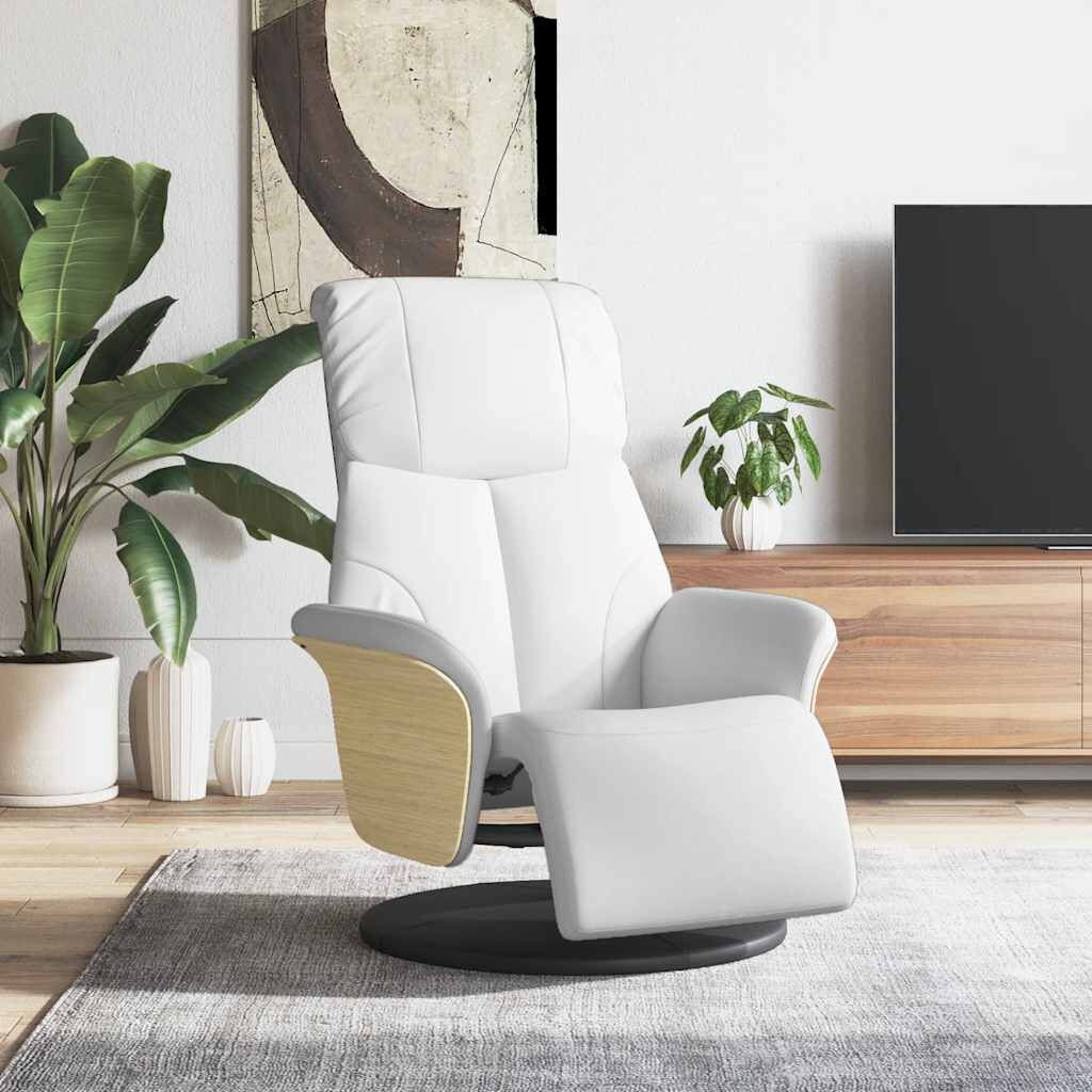 vidaXL Fauteuil verstelbaar met voetensteun kunstleer wit