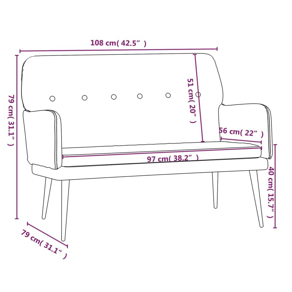vidaXL Bankje 108x79x79 cm fluweel roze