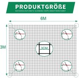Kattennet voor Balkon & Raam - Staaldraad Versterkt - 6x3 meter - UV- Weer- Bijt- & Scheurbestendig HDPE - Zwart