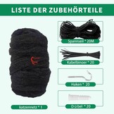 Kattennet voor Balkon & Raam - Staaldraad Versterkt - 6x3 meter - UV- Weer- Bijt- & Scheurbestendig HDPE - Zwart