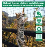Kattennet voor Balkon & Raam - Staaldraad Versterkt - 6x3 meter - UV- Weer- Bijt- & Scheurbestendig HDPE - Zwart