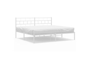 Wit Metalen Bedframe met Hoofdbord 180x200 cm - 35% Korting