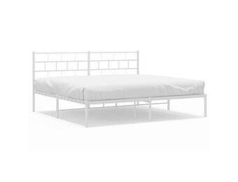 vidaXL Bedframe met hoofdbord metaal wit 180x200 cm