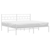 vidaXL Bedframe met hoofdbord metaal wit 180x200 cm