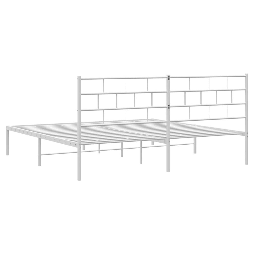 vidaXL Bedframe met hoofdbord metaal wit 180x200 cm
