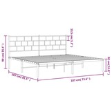 vidaXL Bedframe met hoofdbord metaal wit 180x200 cm