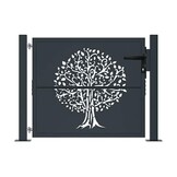 vidaXL Poort 105x80 cm met boomontwerp staal antracietkleurig