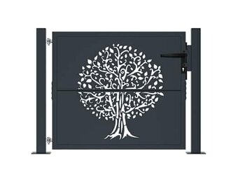 vidaXL Poort 105x80 cm met boomontwerp staal antracietkleurig