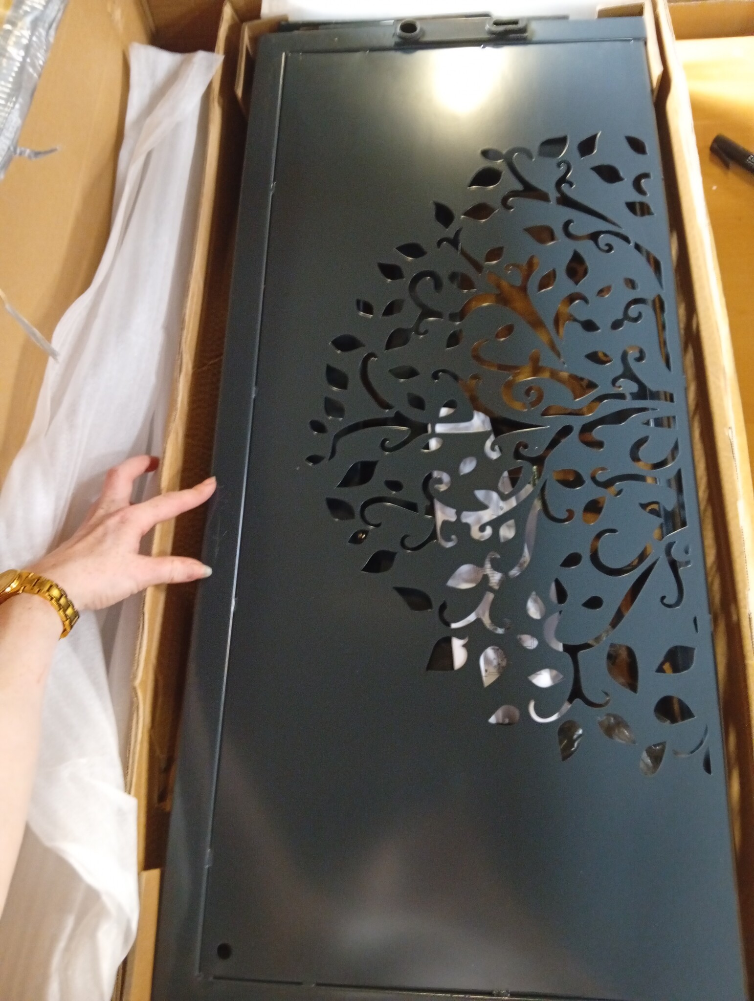 vidaXL Poort 105x80 cm met boomontwerp staal antracietkleurig