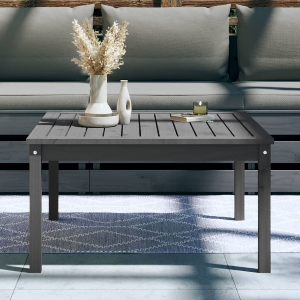 vidaXL Tuintafel 82,5x82,5x45 cm massief grenenhout grijs